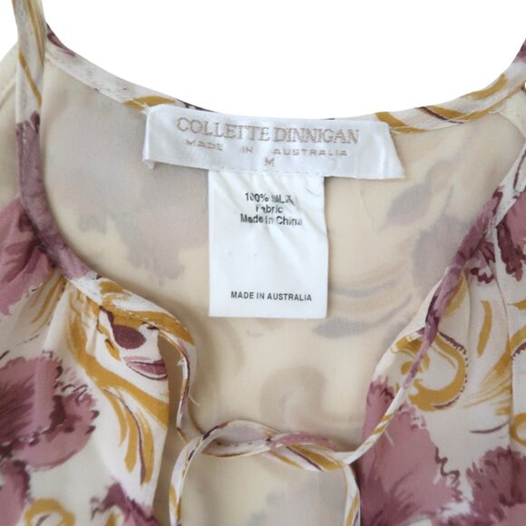 COLLETTE DINNIGAN Floral print silk dress sz M - Picture 4 of 5
